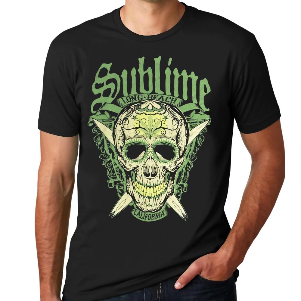 Sublime Long Beach California Skull Black Men's Large T-Shirt - Picture 3 of 3